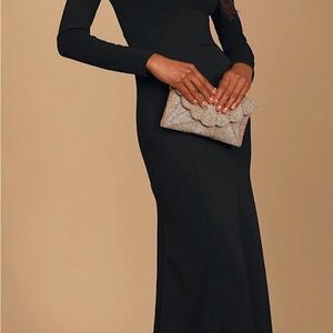 Lulu's Wait for Me Classic Black Long Sleeve Maxi Dress